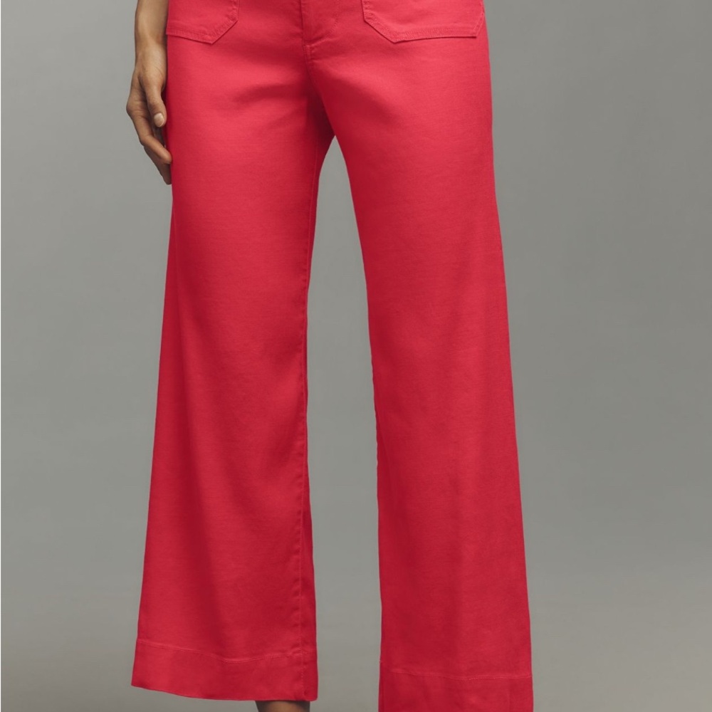 Anthropologie Maeve Vibrant Pink Linen Colette Pants 28T Cropped Pants
